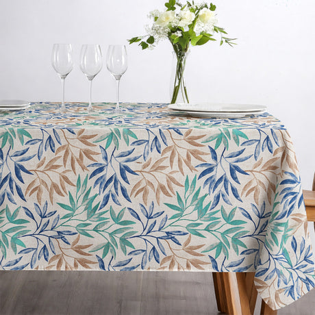 Valeria Blå – Akrylduk med dekorativt bladmønster, miljø