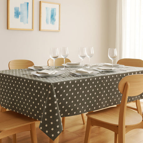 Van Gogh – Akrylduk i mørk grå med hvite prikker, 160 cm