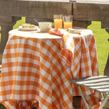 WOW Spring Apricot – Rutete bomullsduk 150 x 250 cm, rundt bord