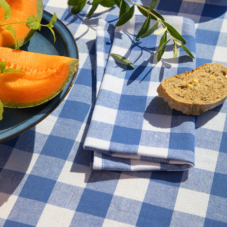 WOW Spring Azurite – Rutete bomullsduk 150 x 300 cm, nærbilde