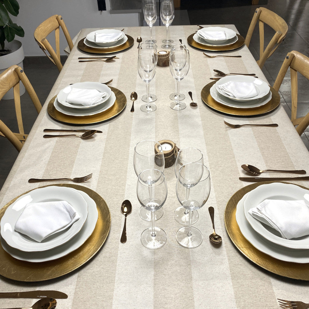 Welss Lino beige - Jacquardvevd akrylduk, 180 cm bred