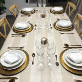 Welss Lino beige - Jacquardvevd akrylduk, 180 cm bred