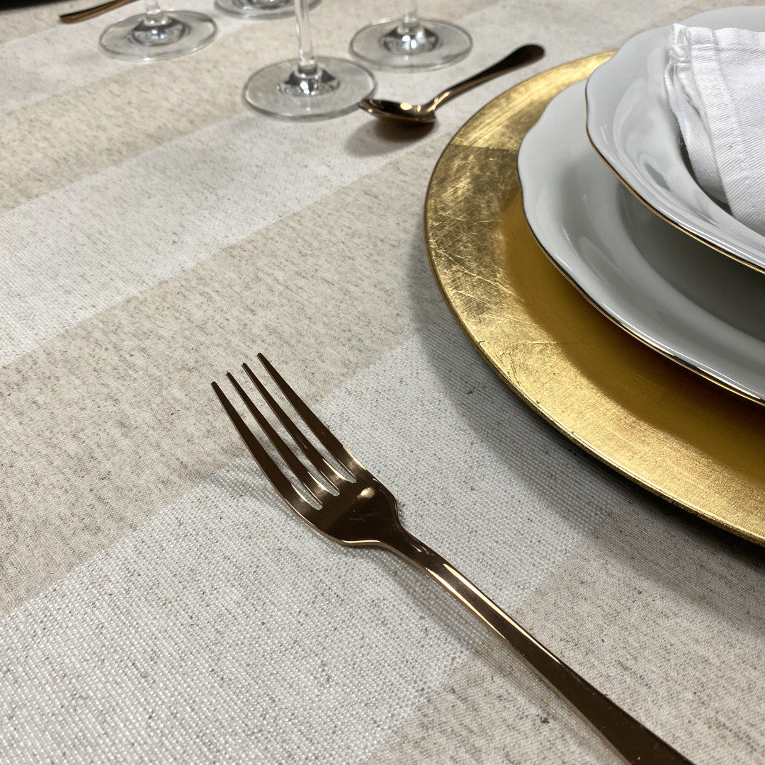 Welss Lino beige, jacquardvevd akrylduk, 160 cm bred