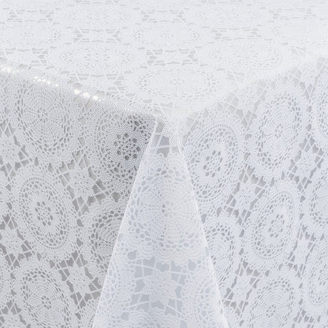 White Chantilly – Hvit blondevoksduk med klassisk rosettmønster