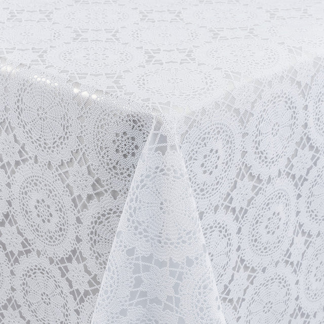 White Chantilly – Hvit blondevoksduk med klassisk rosettmønster