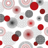 Zoya Red - Voksduk med grafisk sirkelmønster mønster