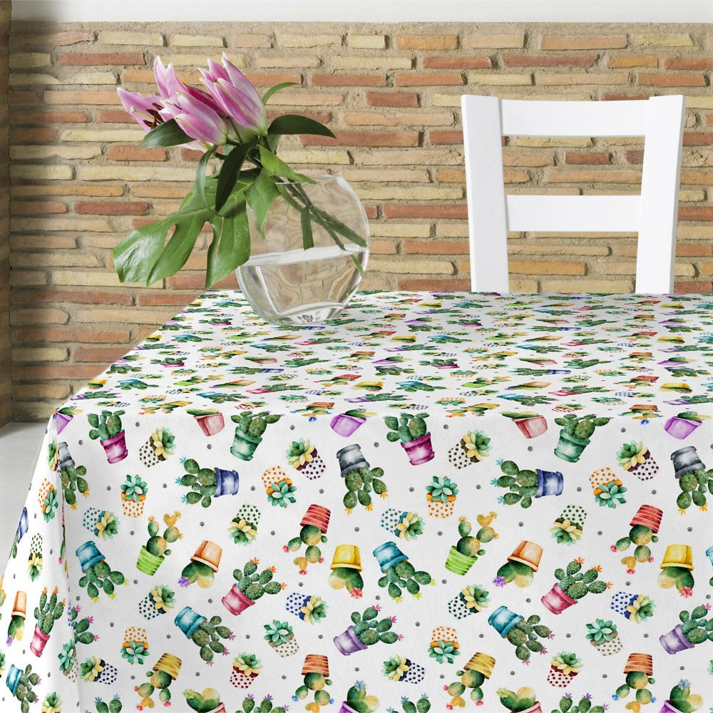 Forlokkende kaktusser - Akrylduk med kaktusser i de flotteste fargene, 140 cm