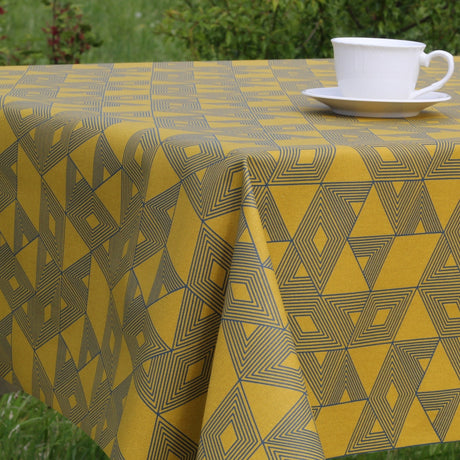 Cuzco Karry-gul/blå, akrylduk med flott grafisk mønster