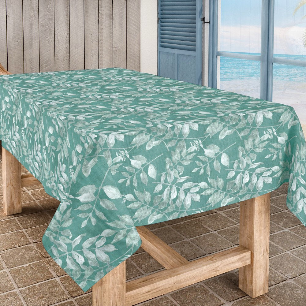 Foppa – Akrylduk med blader i vakre blåtoner, 140 cm