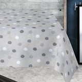 Gorky - Prikker og Flekker, akrylduk med "malerflekker" på en linfarget bakgrunn, 140 cm