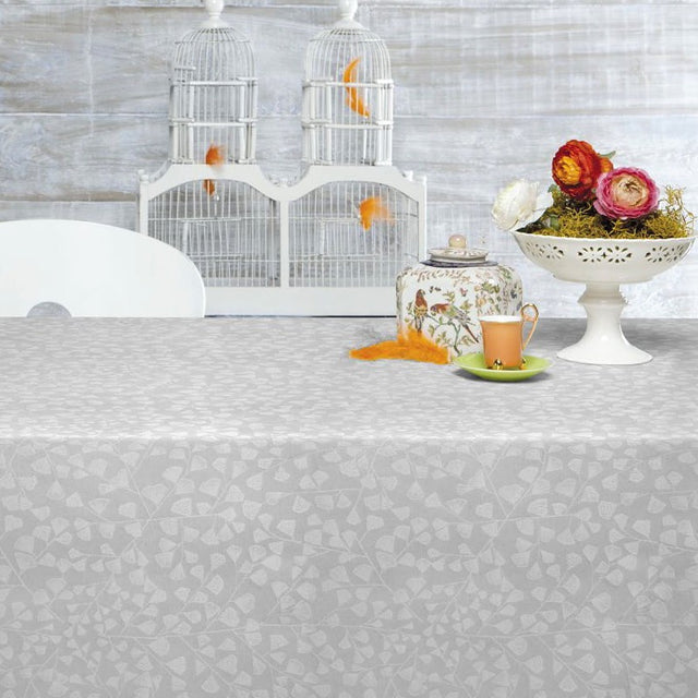 Bonard hvit, jacquardvevd akrylduk, 140 cm bred