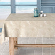 Frida Lino beige, jacquardvevd akrylduk med bregner, 140 cm bred