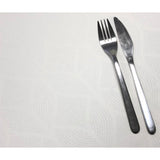 Manno hvit, jacquardvevd akrylduk, 140 cm bred