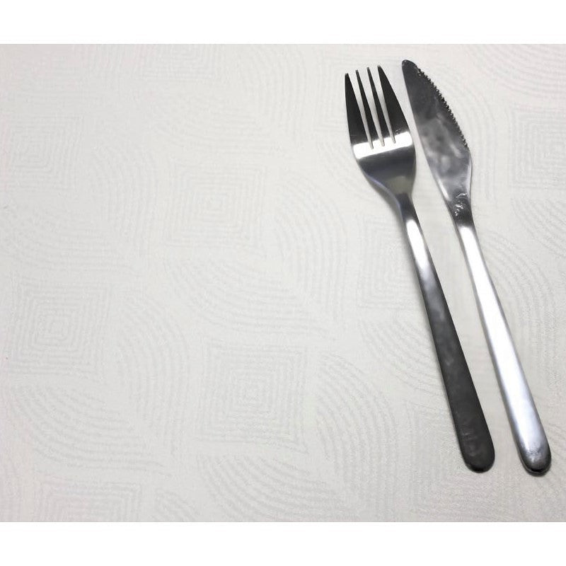 Manno hvit, jacquardvevd akrylduk 160 cm bred