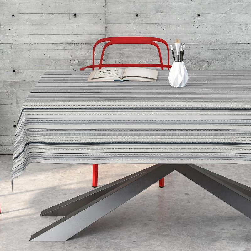 Jasper John - Akrylduk med stripemønster i gråtoner 140 cm