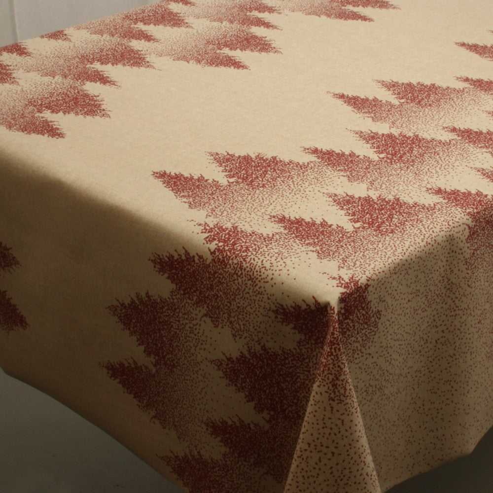 Juleduk Grantrær Rød - Akrylduk med vakkert grafisk landskap