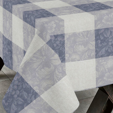 Millet Gris - Akrylduk med grå Chrysantemum mønster i ruter