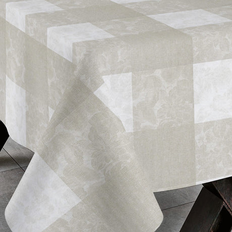 Millet Blanco - Akrylduk med hvite Chrysantemum i ruter