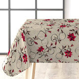 Altea Metallic Red voksduk med gyllen bunn og røde blomster