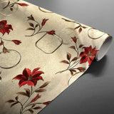 Rullet Altea Metallic Red voksduk med gull og røde julestjerner