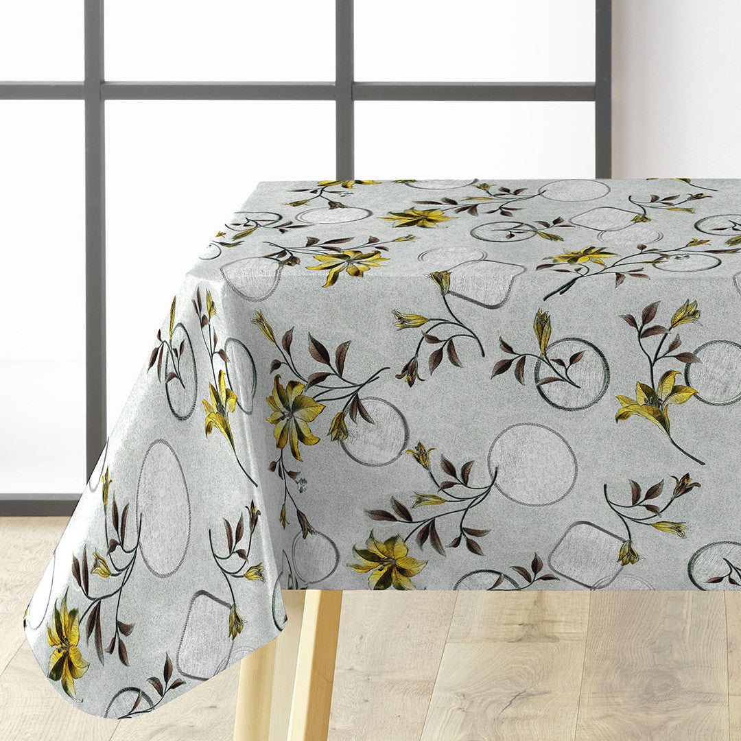 Altea Metallic Yellow voksduk med sølvfarget bunn og julestjerner