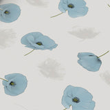 Amapolas Blue - Voksduk med fine blå valmuer, nærbilde