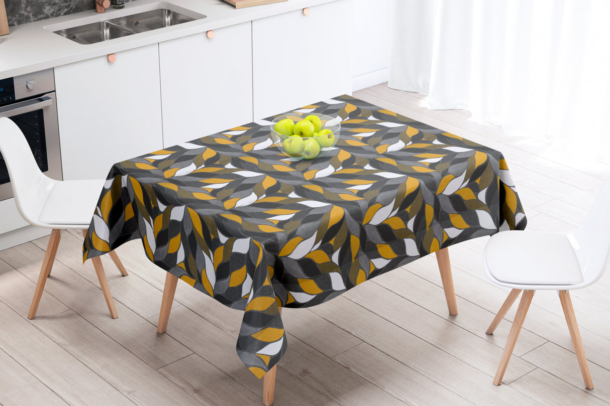 Amaya Grå - Akrylduk med flott bladmotiv - 155 cm bred