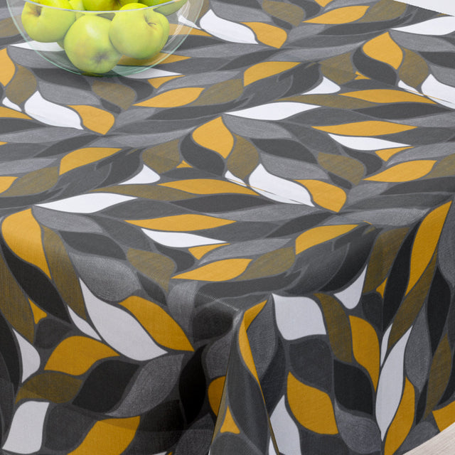 Amaya Grå - Akrylduk med flott bladmotiv - 155 cm bred