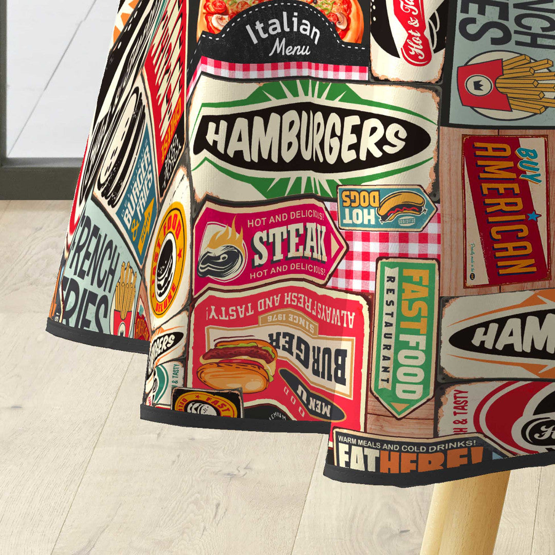 Americano - Rund voksduk med retro diner-look - nærbilde