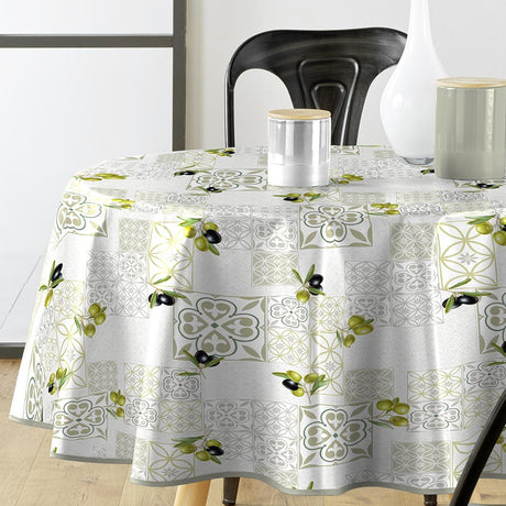 Andalousie - Rund voksduk med oliven, Ø 155 cm