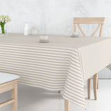 Voksduk Aria Beige/offwhite, med striper i hørlook på bord