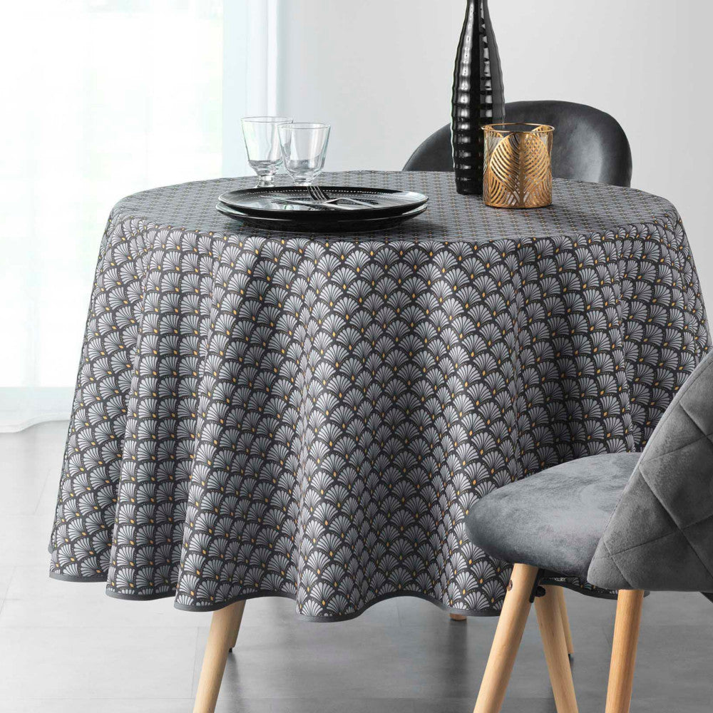 Artchic Antracit Ø 180 cm, rund bordduk med flekkavvisende behandling
