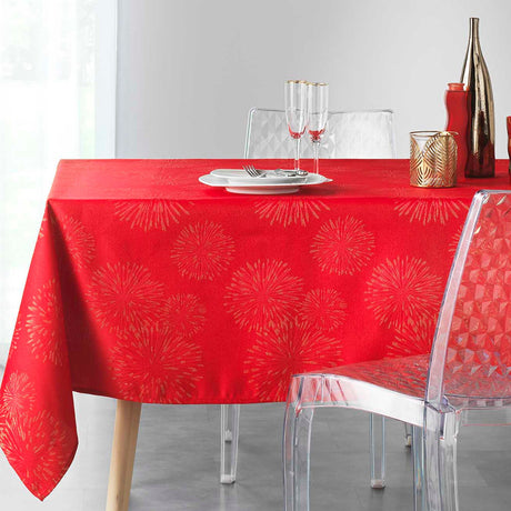 Artifice Red/Gold – Jacquardvevd damaskduk med flekkavvisende behandling – 140 x 300 cm