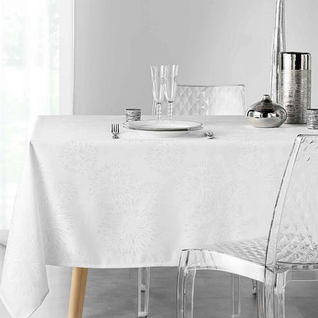 Artifice White/Silver – Jacquardvevd damaskduk med anti-flekker – 140 x 240 cm, miljø
