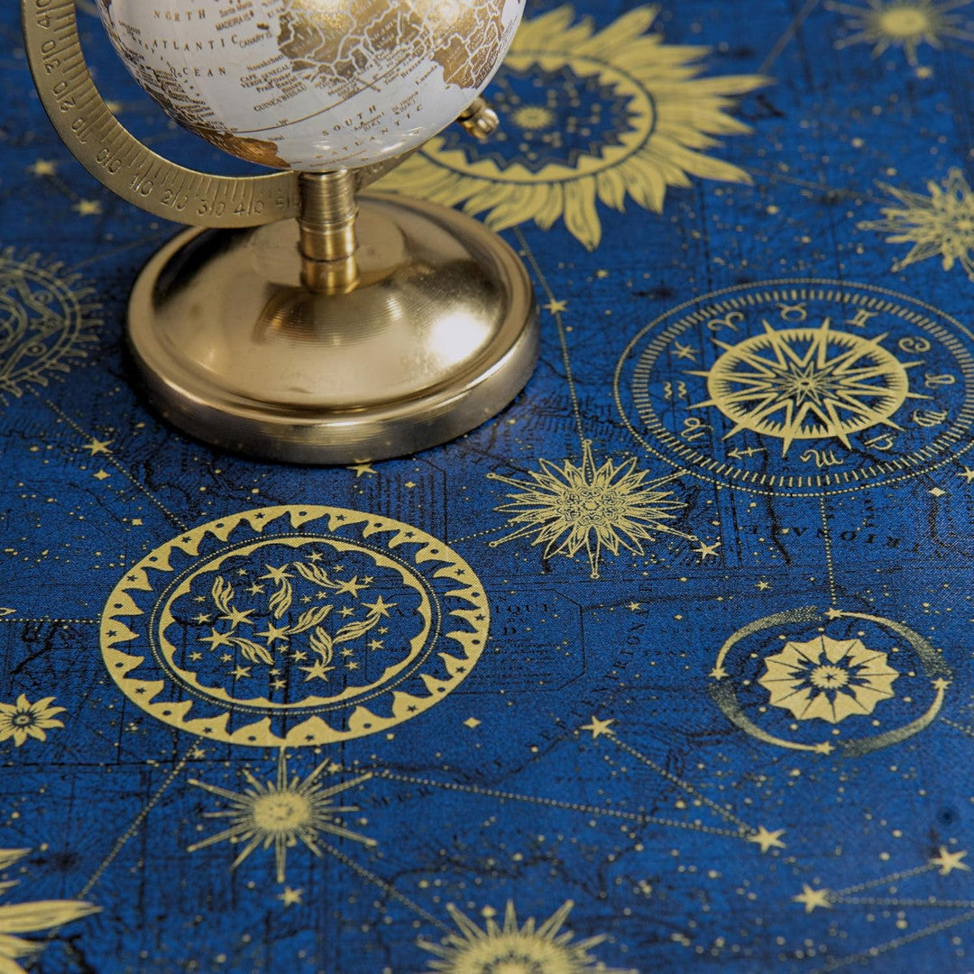 Astra Blå – Voksduk med stjernehimmel i gull