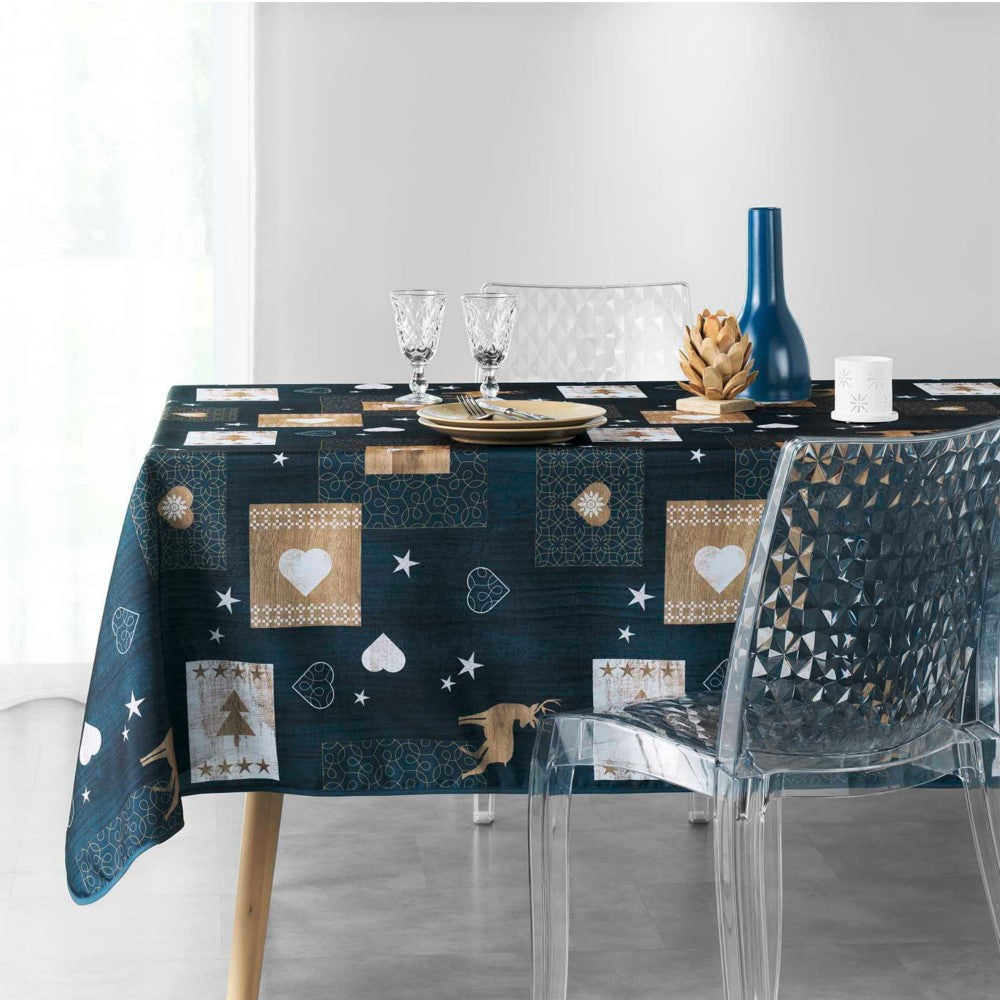 Augustin Blue – juleduk med flekkavvisende behandling, 150 x 300 cm