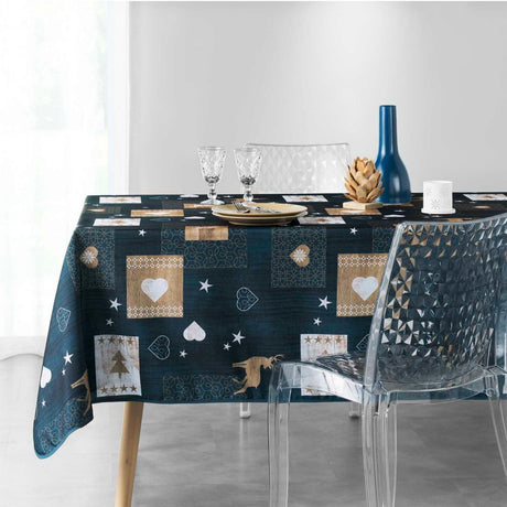 Augustin Blue – juleduk med flekkavvisende behandling, 150 x 300 cm