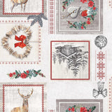 Avoriaz – Nærbilde, julevoksduk med grantrær og hjorter