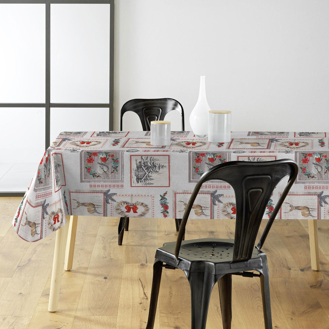 Julevoksduk med vintermotiver i koselig bordoppsett