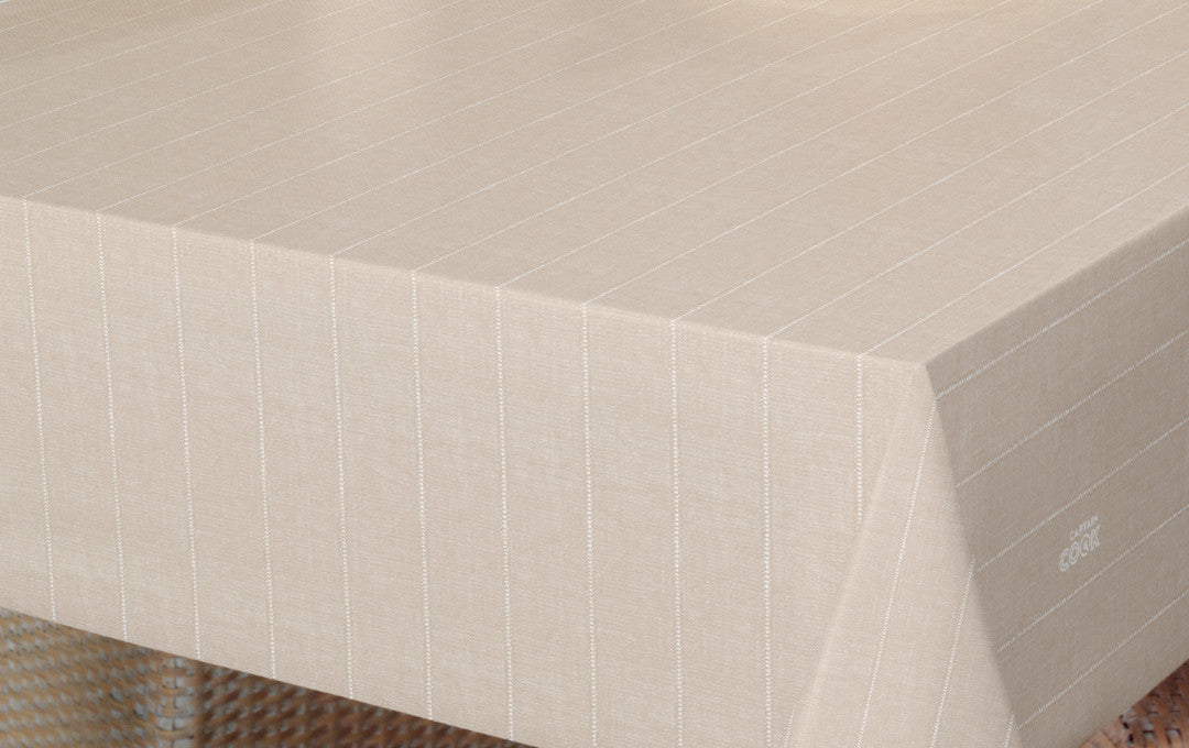 Balance Cake - 160 cm bred voksduk med stripet mønster i beige