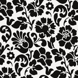 Barock, matt gjennomsiktig voksduk med svarte blomster