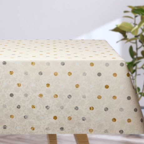 Barok Krem – Voksduk med prikker i gull og sølv