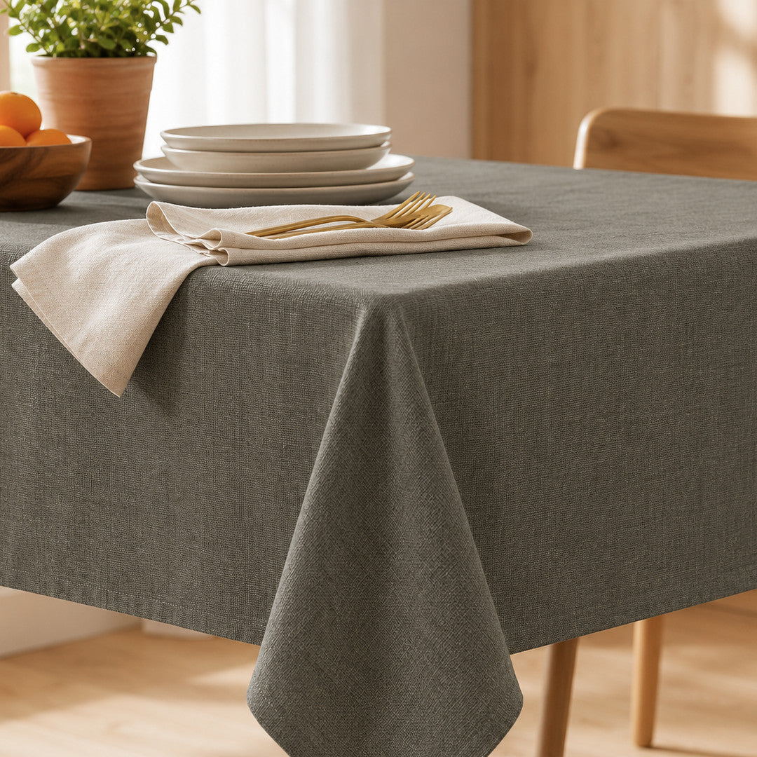 Basic Linen Antrasitt – Linduk med akrylbelegg, 100 % lin