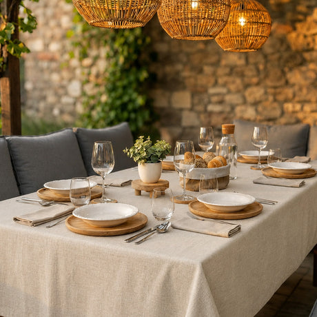 Basic Linen Sand – Linduk med akrylbelegg, 100 % lin