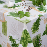 Basilikum lys grå voksduk med krydderurter og lett preget overflate