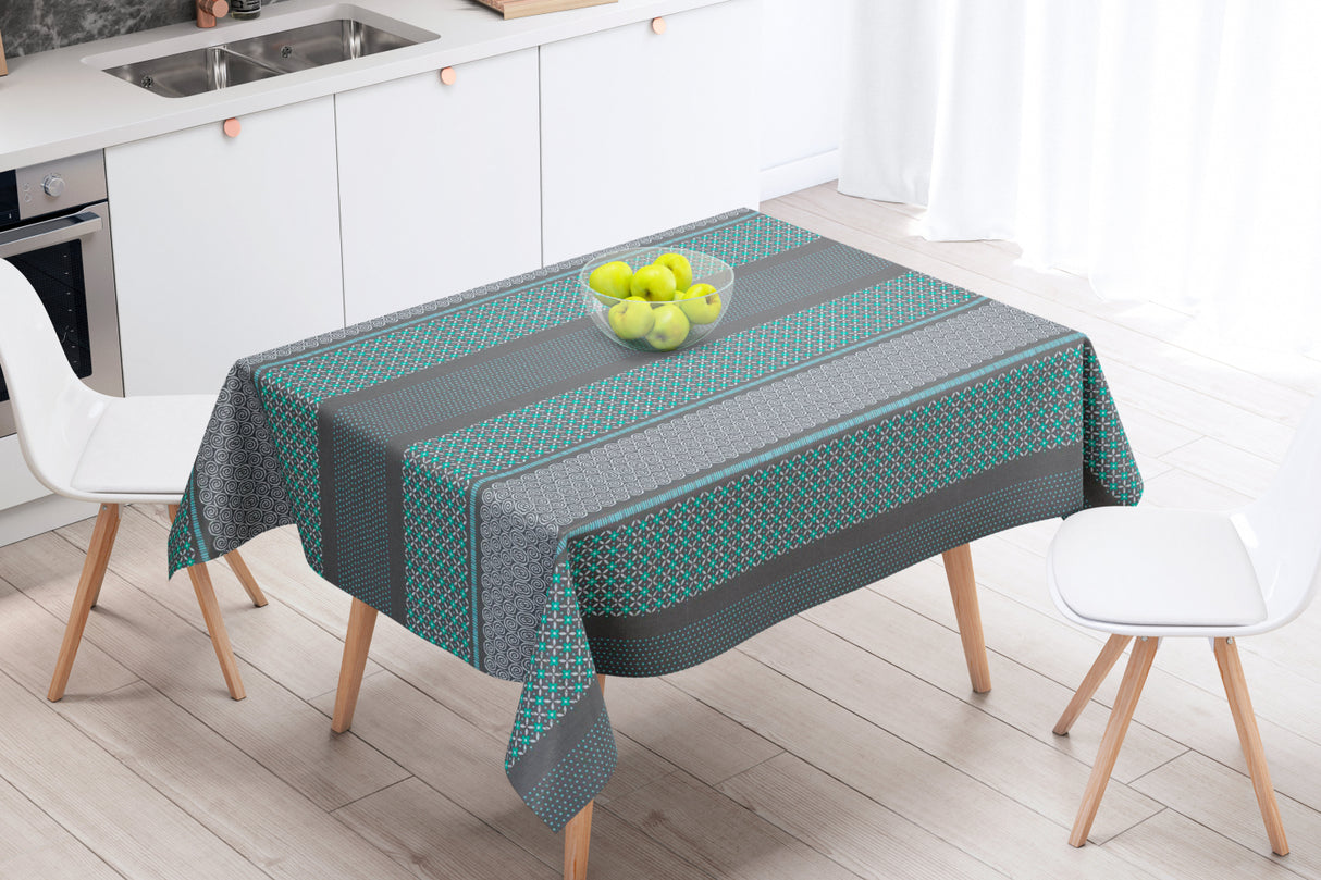 Belem Turkis - Akrylduk med flotte sirlige mønstre - 155 cm bred