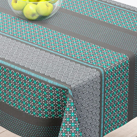 Belem Turkis - Akrylduk med flotte sirlige mønstre - 155 cm bred