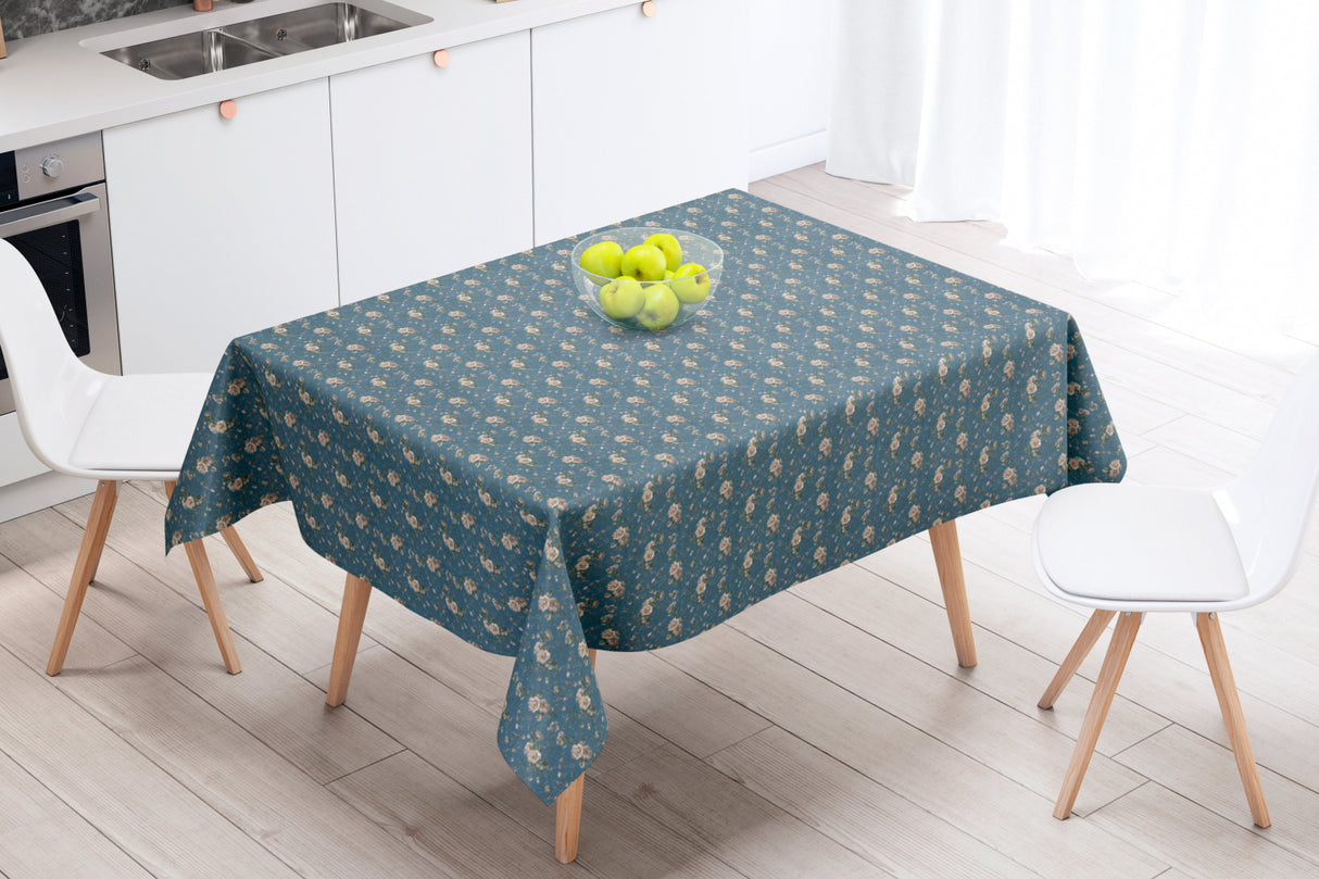 Betsy Blå - Akrylduk med flotte små blomster - 155 cm bred