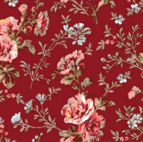 Betsy Rød - Akrylduk med flotte små blomster - 155 cm bred