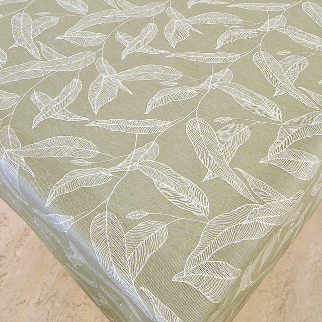 Bianca lys grå/grønn - Akrylduk med hvite strekblader